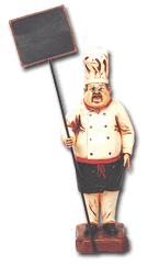 Chef with sign