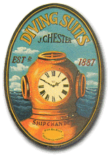 Large Diving Suits Clock Sign